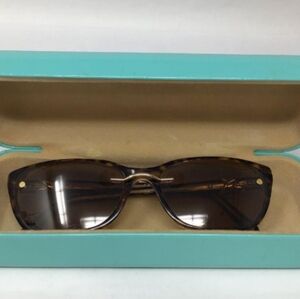original Tiffany and Co Brown Sunglasses with Rectangular Frame and Dark Lenses